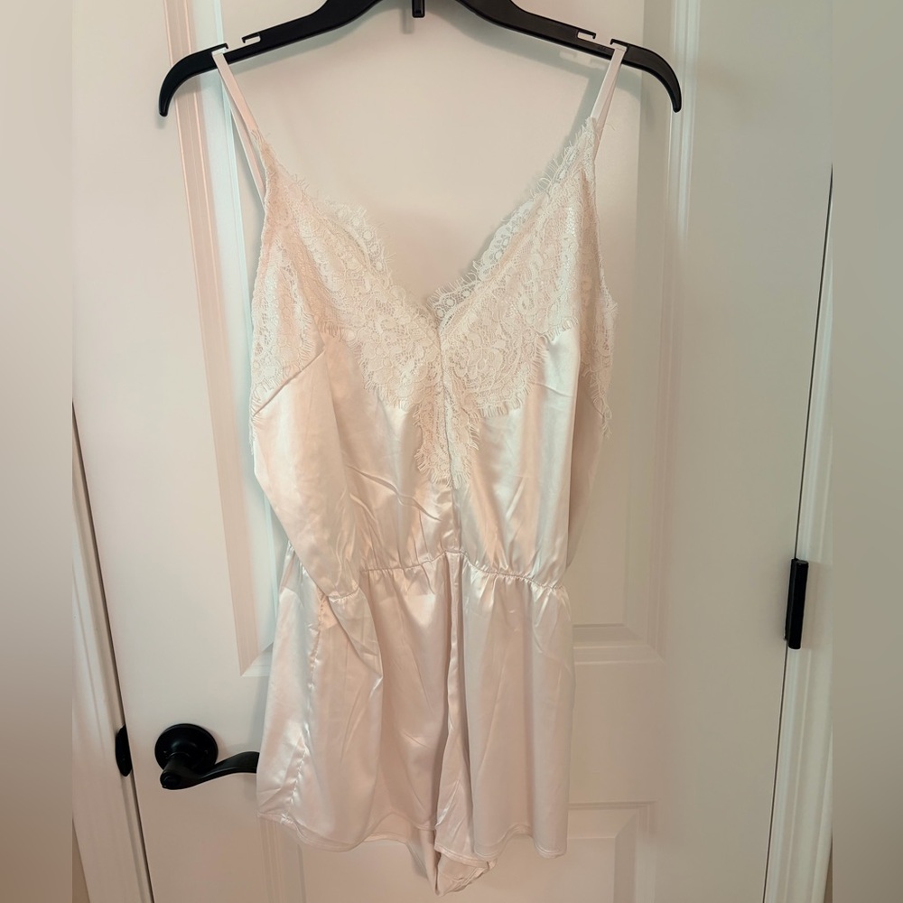 Lulu's Cream Satin Lace Chemise